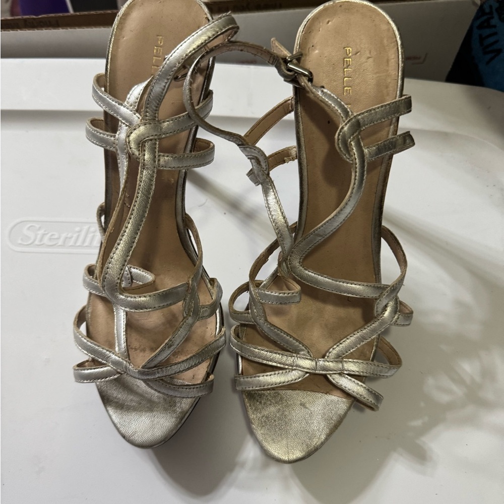 Pelle Moda Silver Strappy Heels